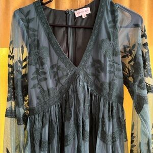 Pinkblush Lace Overlay Long Sleeve Maxi Dress